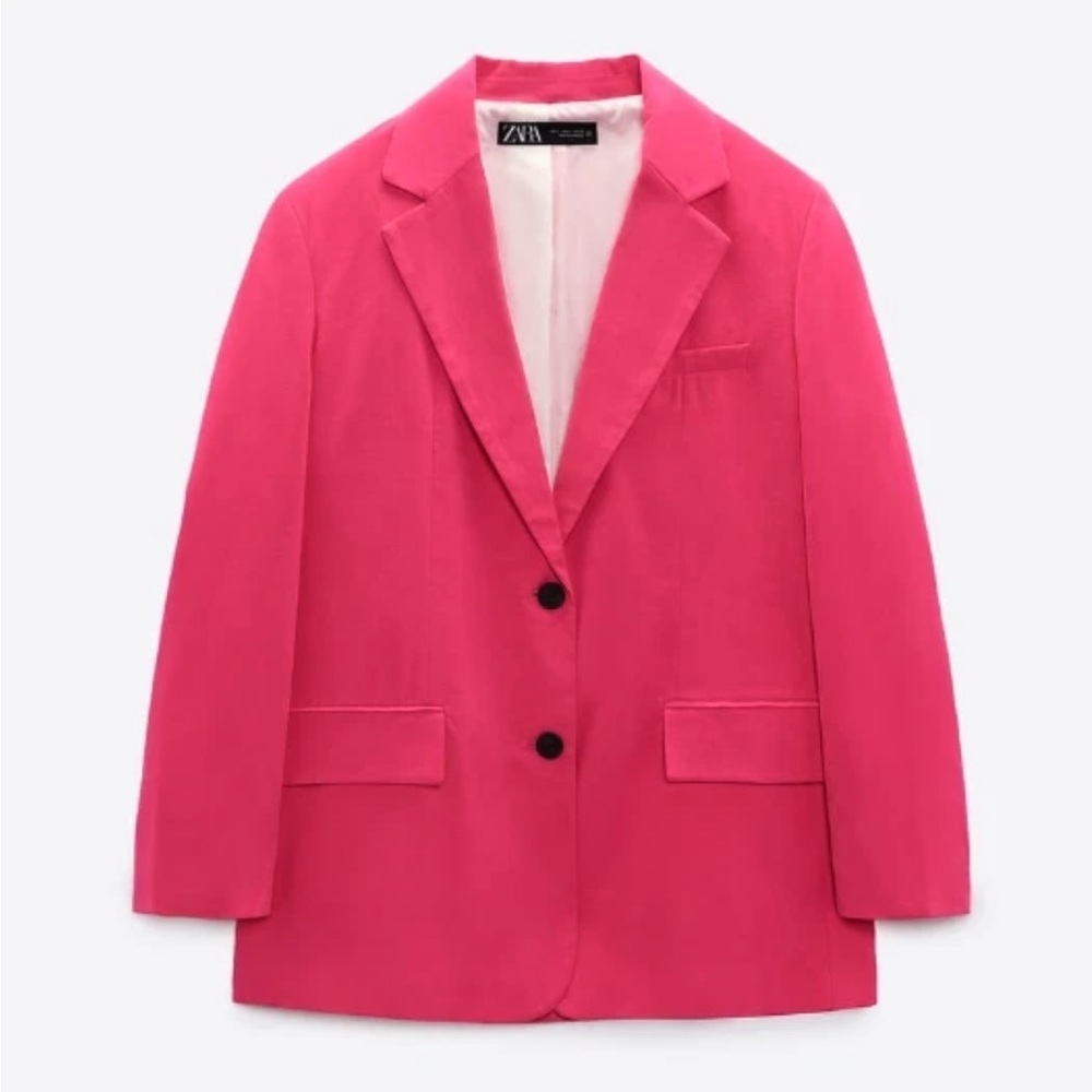 Zara hot pink blazer oversized jacket XS new